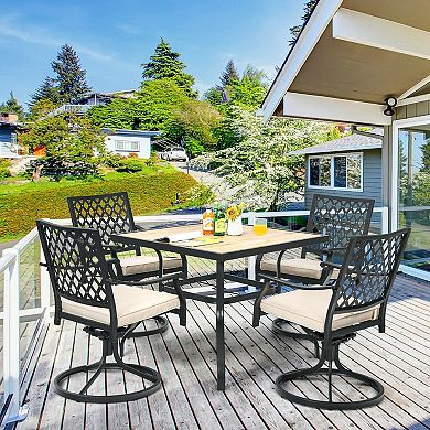 Patio Metal Square Dining Table for Garden and Poolside