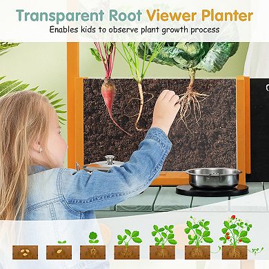 Kids Kitchen Playset with Root Viewer Planter and Rotatable Faucet