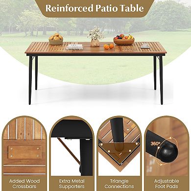 Acacia Wood Outdoor Dining Table for 8 with 1.9 Inch Umbrella Hole