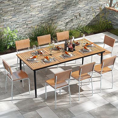 Acacia Wood Outdoor Dining Table for 8 with 1.9 Inch Umbrella Hole