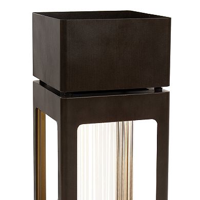 Sunnydaze Serene Showers Zinc Water Fountain with Planter and LEDs - 36"