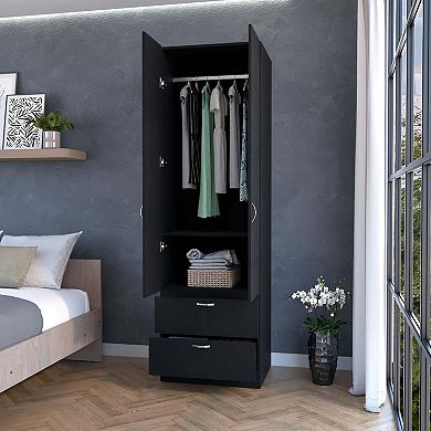 Tall Mayer Wardrobe In Melamine With Two Doors And Two Drawers