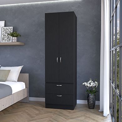 Tall Mayer Wardrobe In Melamine With Two Doors And Two Drawers