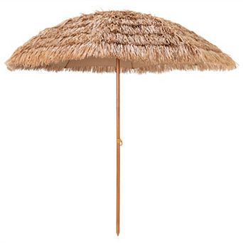 8 Feet Patio Thatched Tiki Umbrella Hawaiian Hula Beach Umbrella