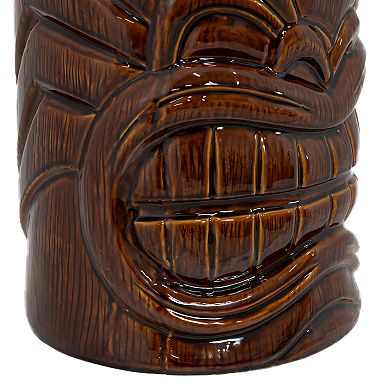 Sunnydaze Wood-Look Tiki Head Ceramic Garden Stool - 17”