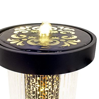 Sunnydaze Glittering Rain Zinc Outdoor Water Fountain with LEDs - 41.25"