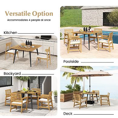 4-Person Acacia Wood Outdoor Dining Table
