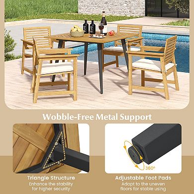 4-Person Acacia Wood Outdoor Dining Table