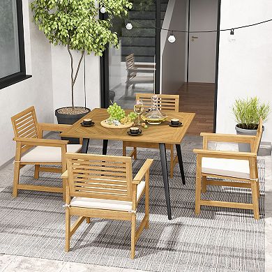 4-Person Acacia Wood Outdoor Dining Table