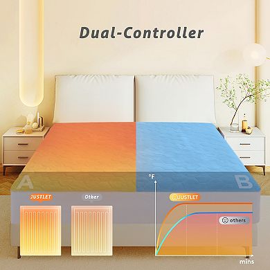 SERWALL Queen/King-Size Flannel Heated Electric Mattress Pad with Dual Zone Temperature Control