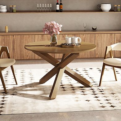 47 Inches Round Dining Table with Solid Acacia Wood Legs