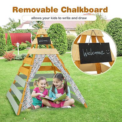 Triangle Hideaway Playhouse with Removable Chalkboard for Indoor and Outdoor