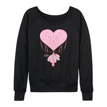 Women's Marvel Spider-Man Heart Web French Terry Long Sleeve Tee