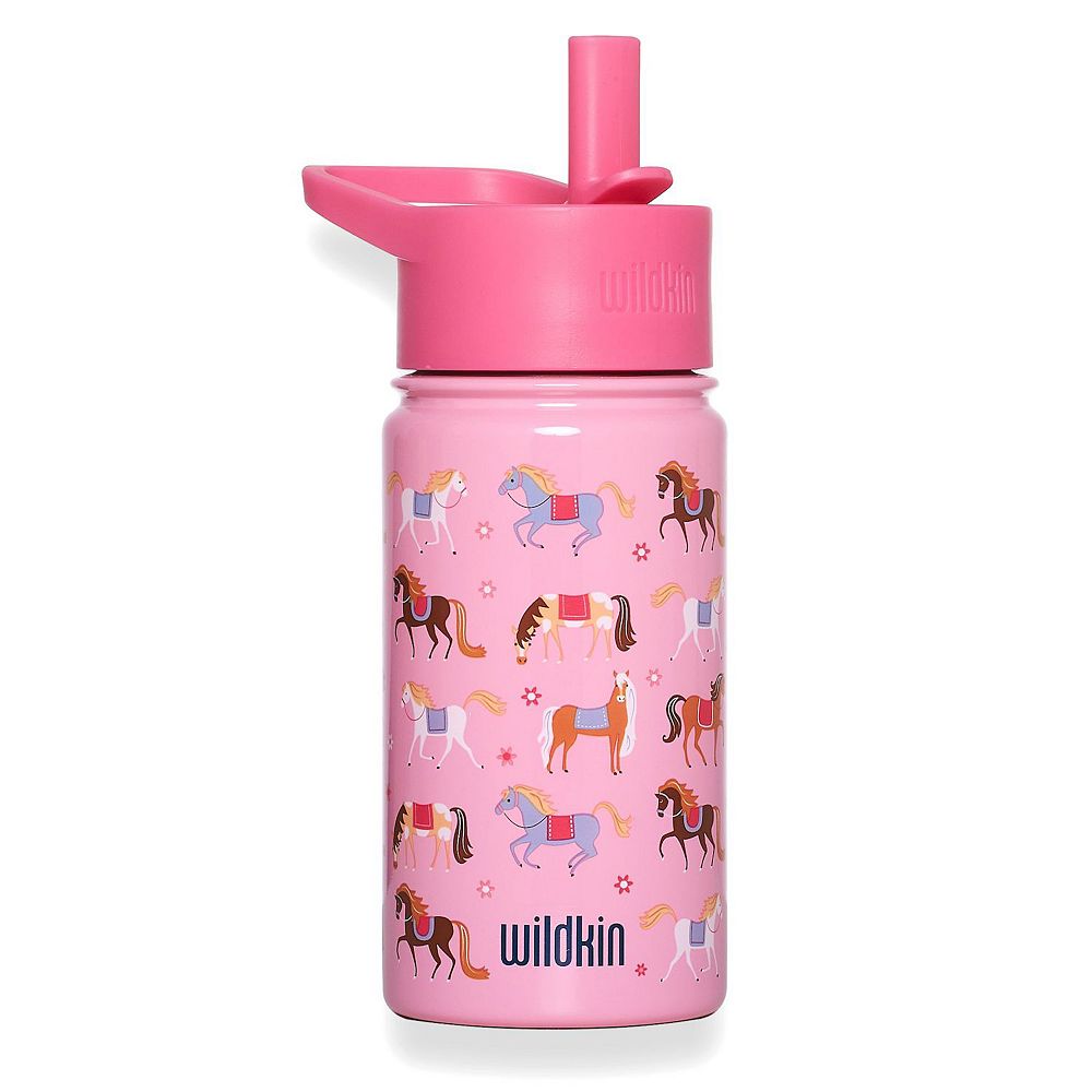 Horse Stainless Steel Water Bottle 20 Oz - Kids Insulated Flask With Straw Lid & Handle