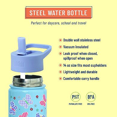 Butterfly Garden Blue 14 oz Steel Bottle