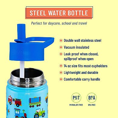Trains, Planes & Trucks 14 oz Stainless Steel Water Bottle
