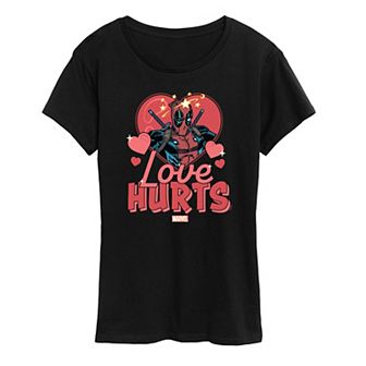 Women's Marvel Deadpool Love Hurts Graphic Tee