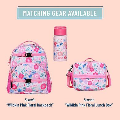 Pink Floral 14 oz Steel Water Bottle