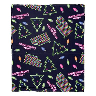 Warner Bros. Christmas Vacation Neon Christmas Lights Silk Touch Throw Blanket 50x60 Inches