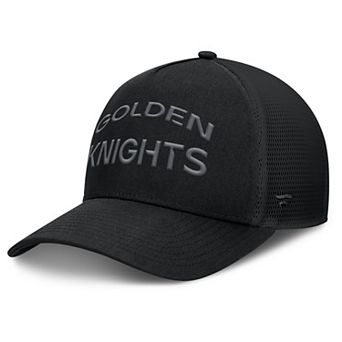 Men's Fanatics Black Vegas Golden Knights Authentic Pro Road Stack Text A-Frame Adjustable Hat