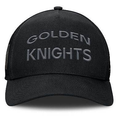 Men's Fanatics Black Vegas Golden Knights Authentic Pro Road Stack Text A-Frame Adjustable Hat