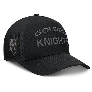Men's Fanatics Black Vegas Golden Knights Authentic Pro Road Stack Text A-Frame Adjustable Hat