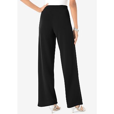 Roaman's Women's Plus Size Wide-Leg Ultimate Ponte Pant