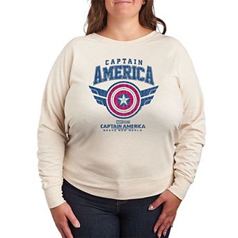 Plus Size Marvel Captain America: Brave New World Collegiate French Terry Long Sleeve Tee