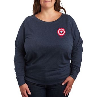 Plus Size Marvel Captain America: Brave New World Captain America Icon French Terry Long Sleeve Tee