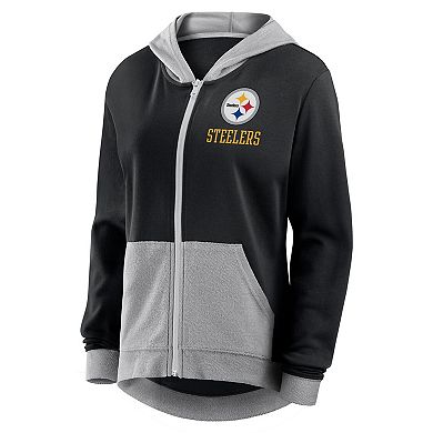 Women's Fanatics Black Pittsburgh Steelers Hit It Full-Zip Hoodie