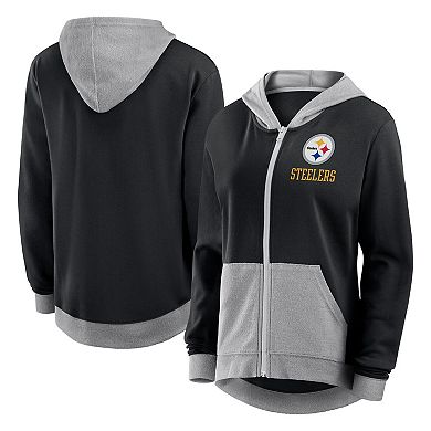 Women's Fanatics Black Pittsburgh Steelers Hit It Full-Zip Hoodie