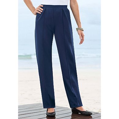Roaman's Women's Plus Size Petite Crease Front Knit Pant