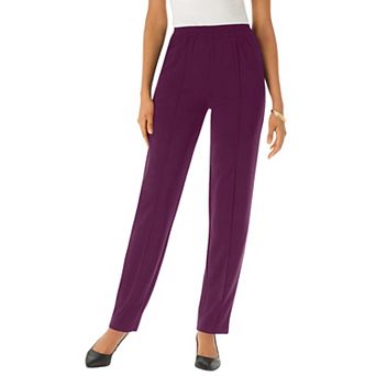 Roaman's Women's Plus Size Petite Crease Front Knit Pant