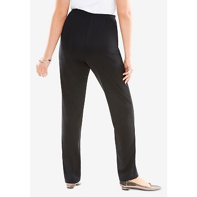 Roaman's Women's Plus Size Crease Front Knit Pant