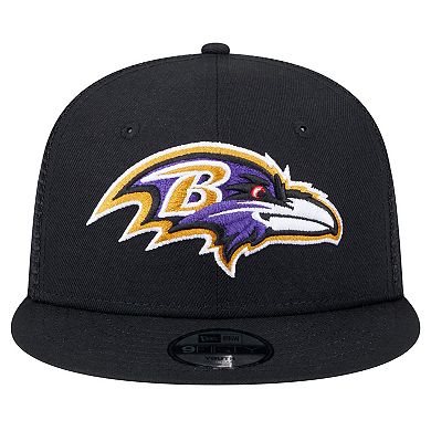 Youth New Era Black Baltimore Ravens Main Trucker 9FIFTY Snapback Hat