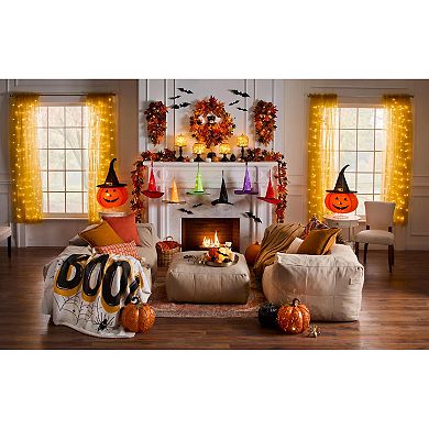 BrylaneHome 141/2H X 6Diam Pre-Lit Mercury Glass Pumpkin On Metal Standard