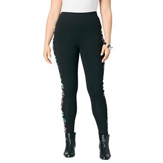 Roaman's Women's Plus Size Side Embellished Legging