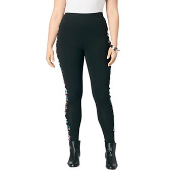 Roaman's Women's Plus Size Side Embellished Legging