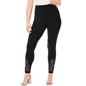 Roaman's Women's Plus Size Side Embellished Legging