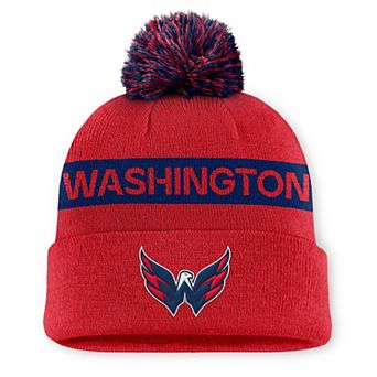 Women's Fanatics Red/Navy Washington Capitals Authentic Pro Rink Cuffed Knit Hat with Pom