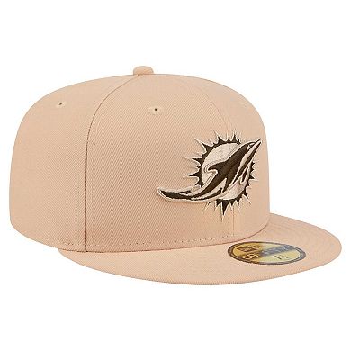 Men's New Era Tan Miami Dolphins Candied Pecan 59FIFTY Fitted Hat