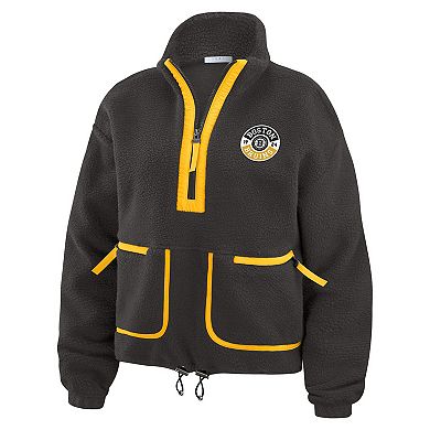 Women's WEAR by Erin Andrews Black Boston Bruins Polar Fleece Half-Zip Jacket