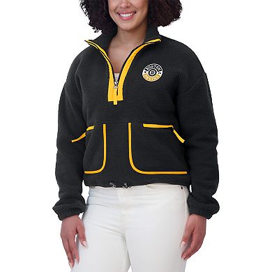 Women's WEAR by Erin Andrews Black Boston Bruins Polar Fleece Half-Zip Jacket