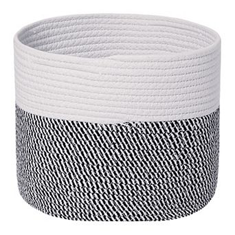 Woven Storage Basket Bin with Handle for Clothes, Blankets, Shoes, Shelf Closet Organizer Bin