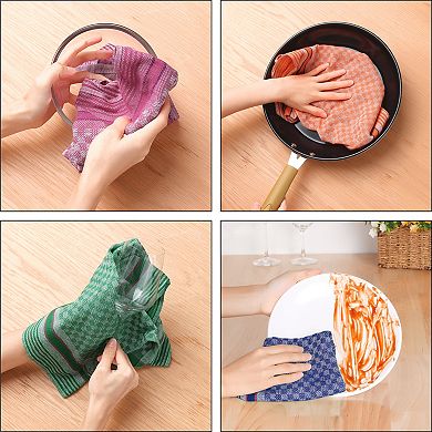 Waffle Weave Kitchen Dish Cloths, 100% Cotton, 15 x 25 Inches 12 Pack