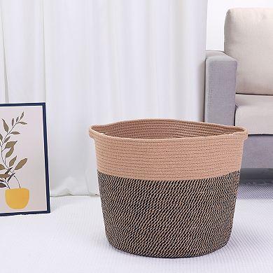 Woven Storage Bin with Hidden Handles, Shelf Closet Storage Basket for Clothes, Blankets