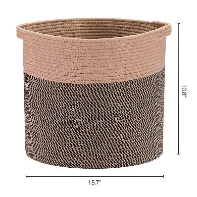 Woven Storage Bin with Hidden Handles, Shelf Closet Storage Basket for Clothes, Blankets