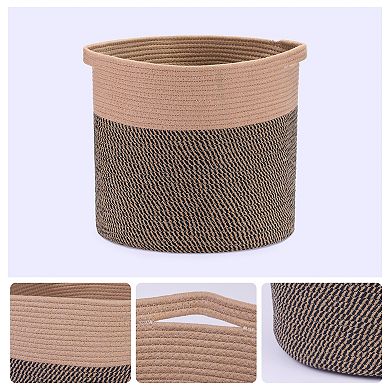 Woven Storage Bin with Hidden Handles, Shelf Closet Storage Basket for Clothes, Blankets