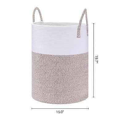 Woven Storage Bin with Handles, Shelf Closet Storage Basket Organizer Bin for Blankets, Clothes