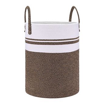 Woven Storage Bin with Handles, Shelf Closet Storage Basket Organizer Bin for Blankets, Clothes